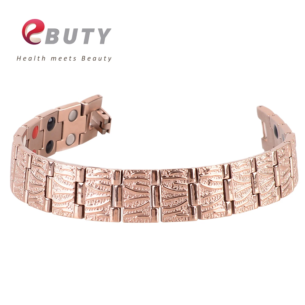 EBUTY Men Titanium Energy Bracelets FIR Healing Magnet Health Fashion Bracelet Gift Jewelry Rose Gold with Box images - 6