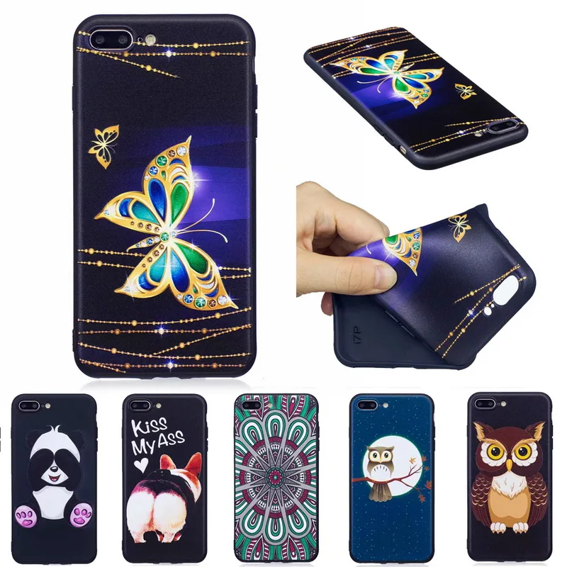 Мягкий 3D чехол из ТПУ для iphone X 8 7 6 6S 5 SE телефонные чехлы с животными тонкая задняя