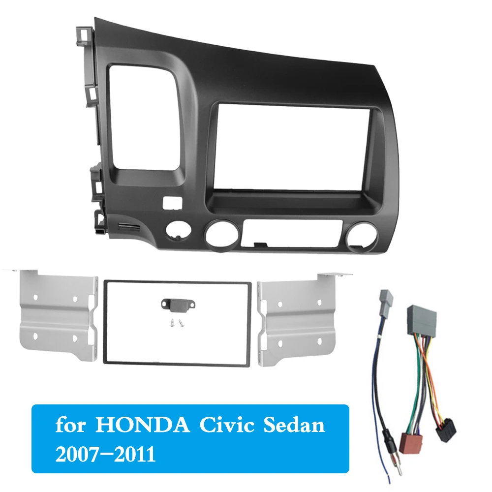 Двойной Din радио фасции для 2006-2011 Civic DVD стерео Penel приборной панели Установка отделка комплект рамка+ провод жгут антенны