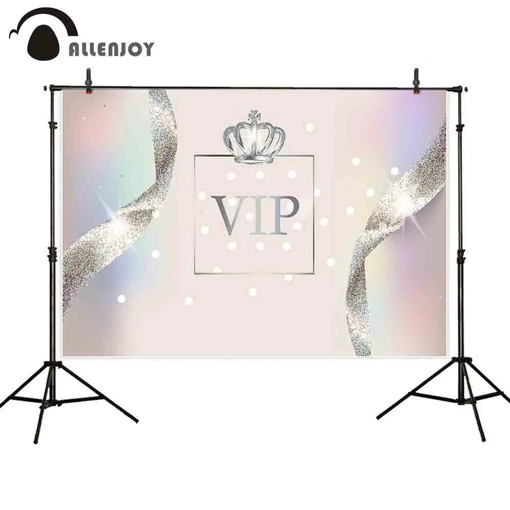Фон Allenjoy для фотосессии с розовыми блестящими серебряными лентами и короной VIP