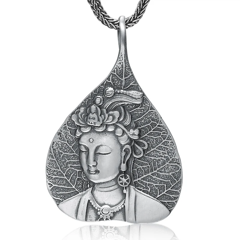 

Men Women Guard the Buddha Pendant 925 Sterling silver Ethnic Buddhist Heart Sutra Necklace Pendant Gift Fine Jewelry F33