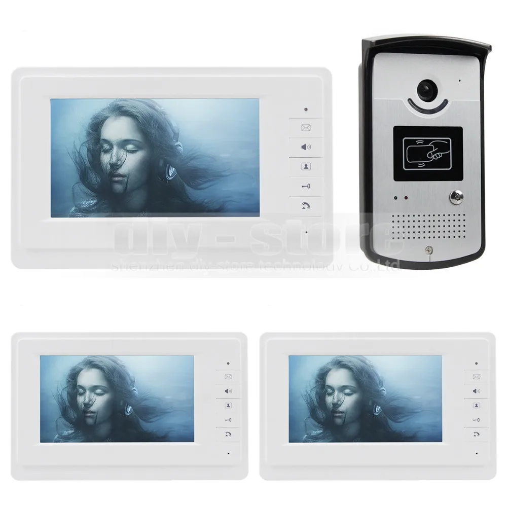 Видеодомофон DIYSECUR 7-дюймовый проводной видеодомофон с камерой 700TVL RFID