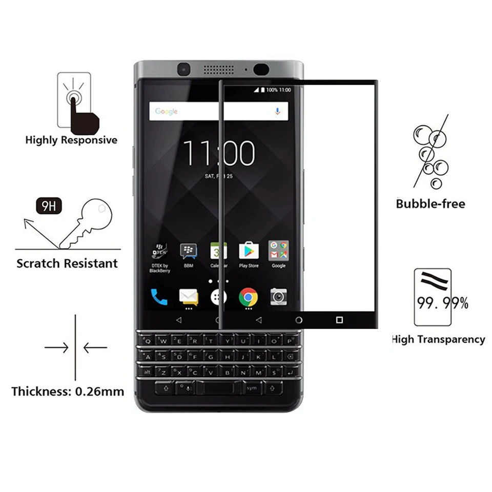 9H 3D изогнутый край Полное покрытие для BlackBerry Keyone Dtek70 Key1 Закаленное стекло