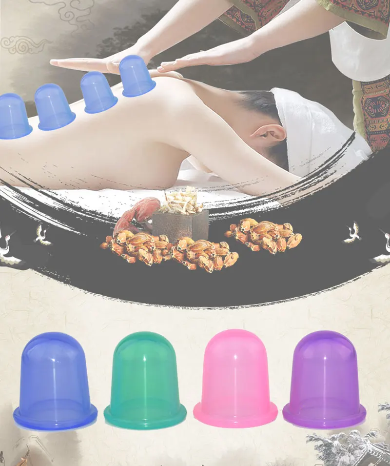 4 шт. вакуумный массажный помощник антицеллюлитный силиконовый Cupping чашки семейный оздоровительный массаж лица шеи медицинский набор всасывания