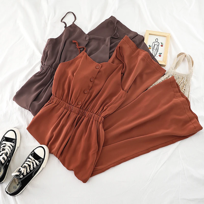 2019 Новая мода женские Комбинезоны с завышенной талией узкие свободные полоски