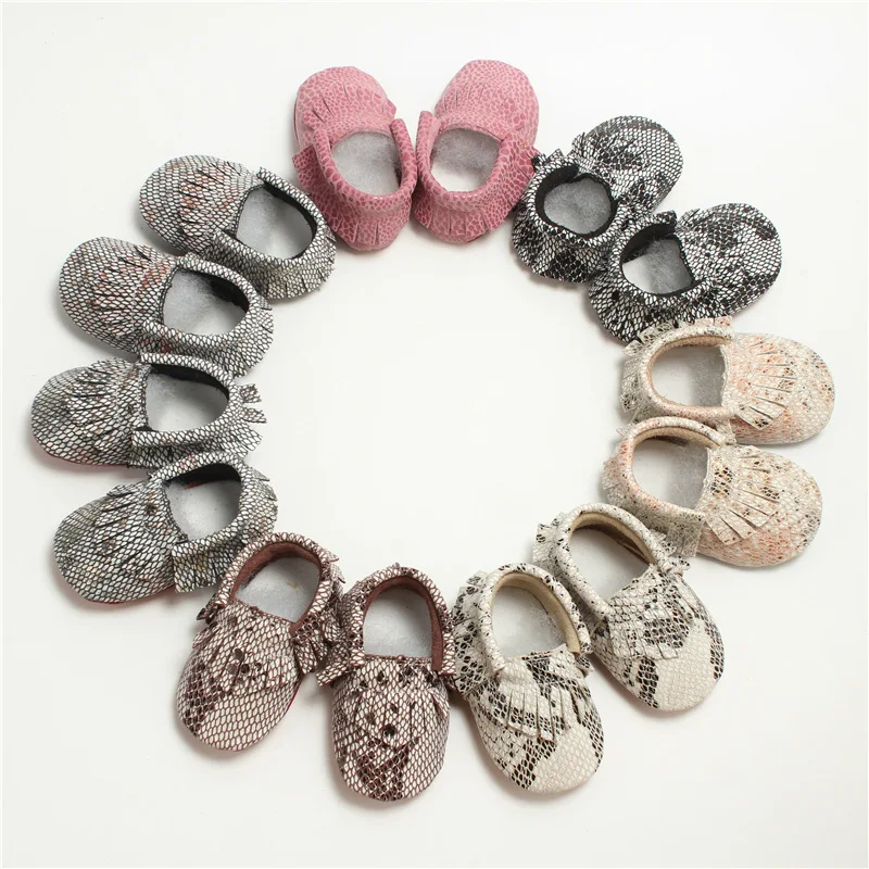 

Hot sale Baby Shoes snake grain Genuine Leather Baby Moccasins Soft bottom Bebe newborn Toddler First Walkers