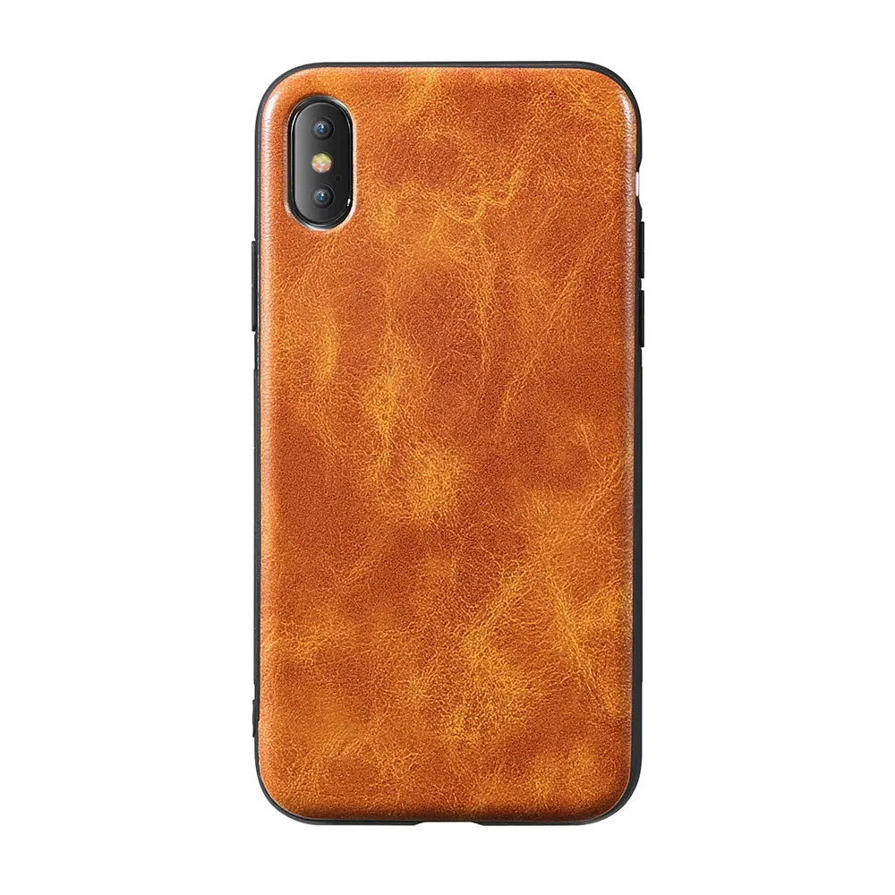 KISS чехол для телефона для iPhone X 7 8 6s бизнес из искусственной кожи Мягкий ТПУ чехол для iPhone 7 8 Plus X 6 6s Аксессуары для мобильных телефонов - Цвет: Brown
