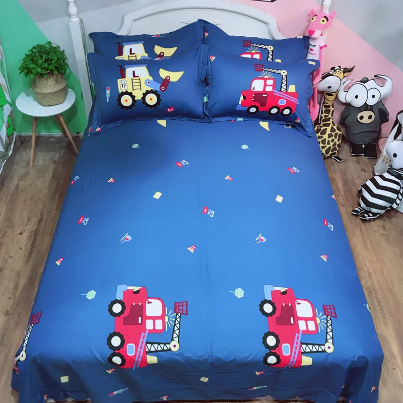 Детский хлопковый комплект постельного белья для мальчиков с рисунком машинки