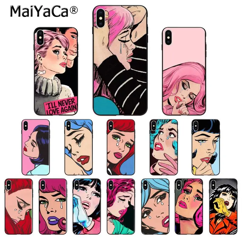 MaiYaCa Pop Art Cry черный мягкий чехол для телефона из ТПУ Apple iPhone 8 7 6 6S Plus X XS MAX 5 5S SE XR