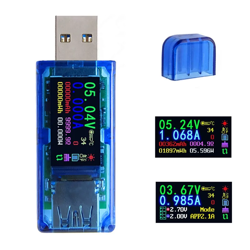AT34 USB 3 0 цветной ЖК тестер мультиметр батарея Зарядка Внешний аккумулятор