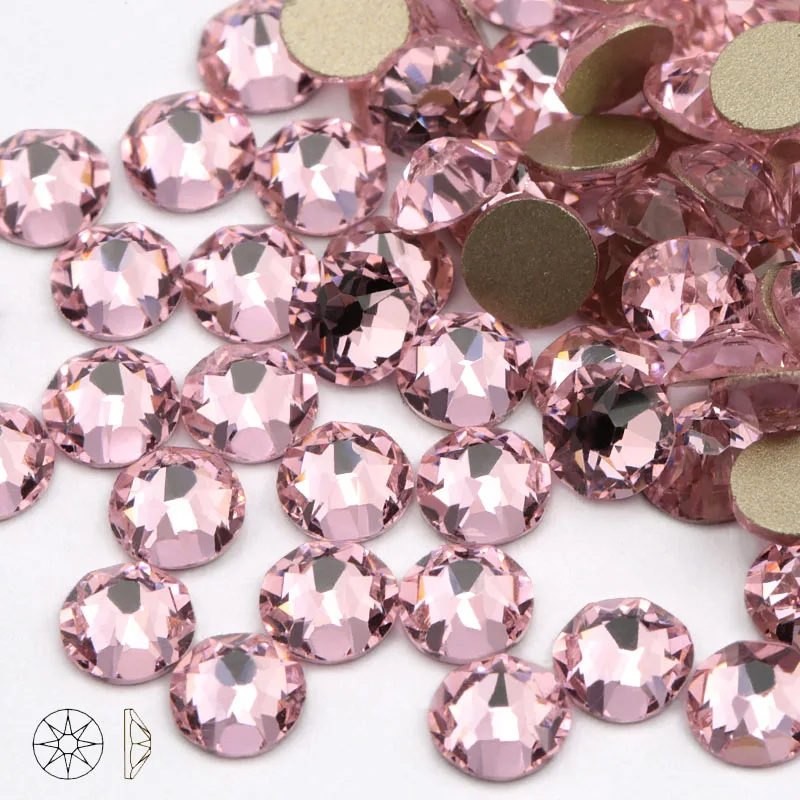 light rose QIAO 8 big+ 8 small Cut Facets не горячей фиксации хрустальные стразы, стекло высшего качества Стразы, каменные кристаллы AB Клей на одежду - Цвет: light rose