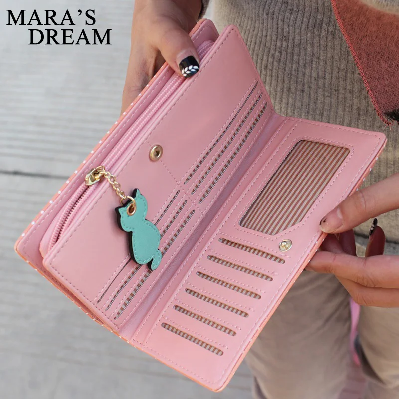 Mara мечта 2018 Новый Для женщин кошельки длинная куртка с секциями женский милый кот