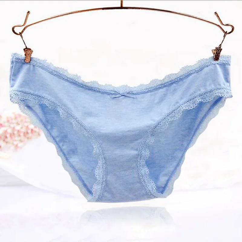 Хлопок Кружевные Трусики Леди Сексуальные Стринги Сплошной Цвет Малоэтажных
