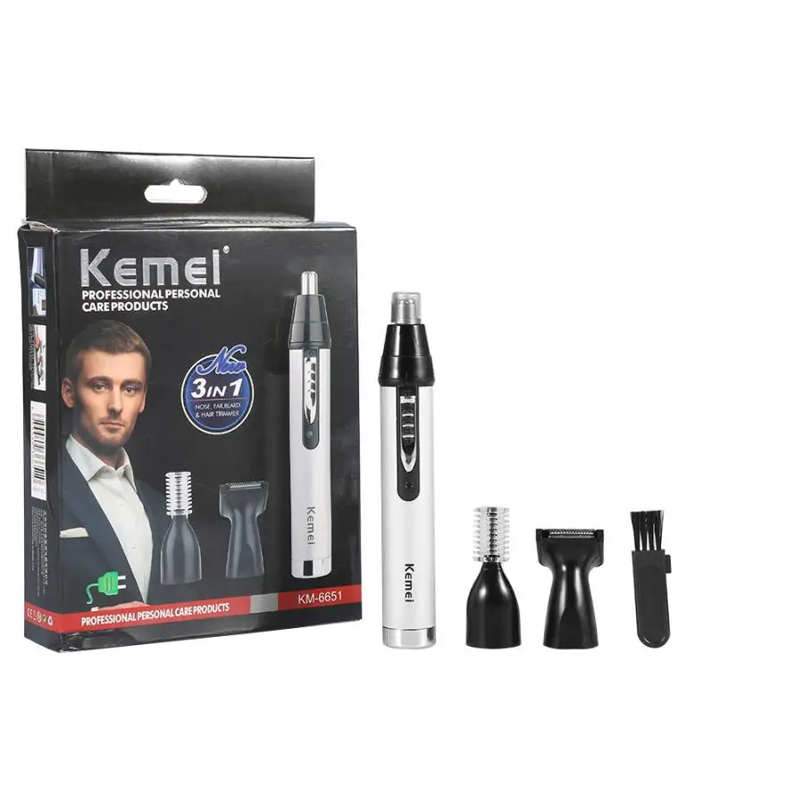 Eyebrow Trimmer Scissors 3 In 1 Rechargeable Mens Hair Removal Nose Ear Temple Trimmer Electric Clipper Grooming Kit for Nose