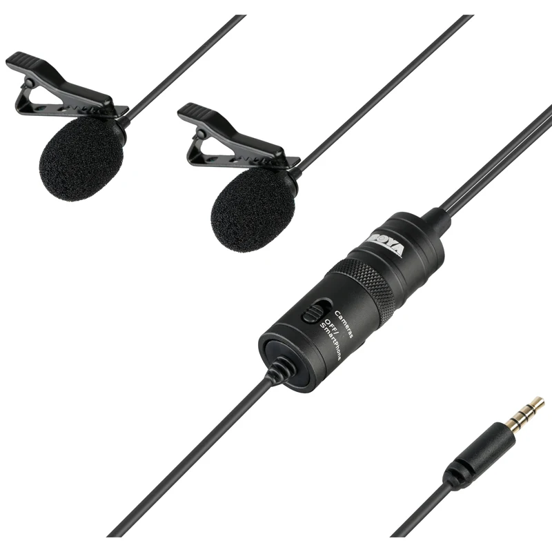 BOYA BY-M1DM Двойной Клип на лацкане петличный микрофон для iPhone Android смартфон Canon EOS Nikon камера видеокамера аудио рекордер
