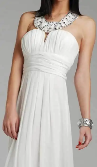 Cheap Long Evening Dresses Uk A-Line Floor-Length Crystal None Halter Off The Shoulder Sleeveless Empire Chiffon Microfiber 2015 | Свадьбы и