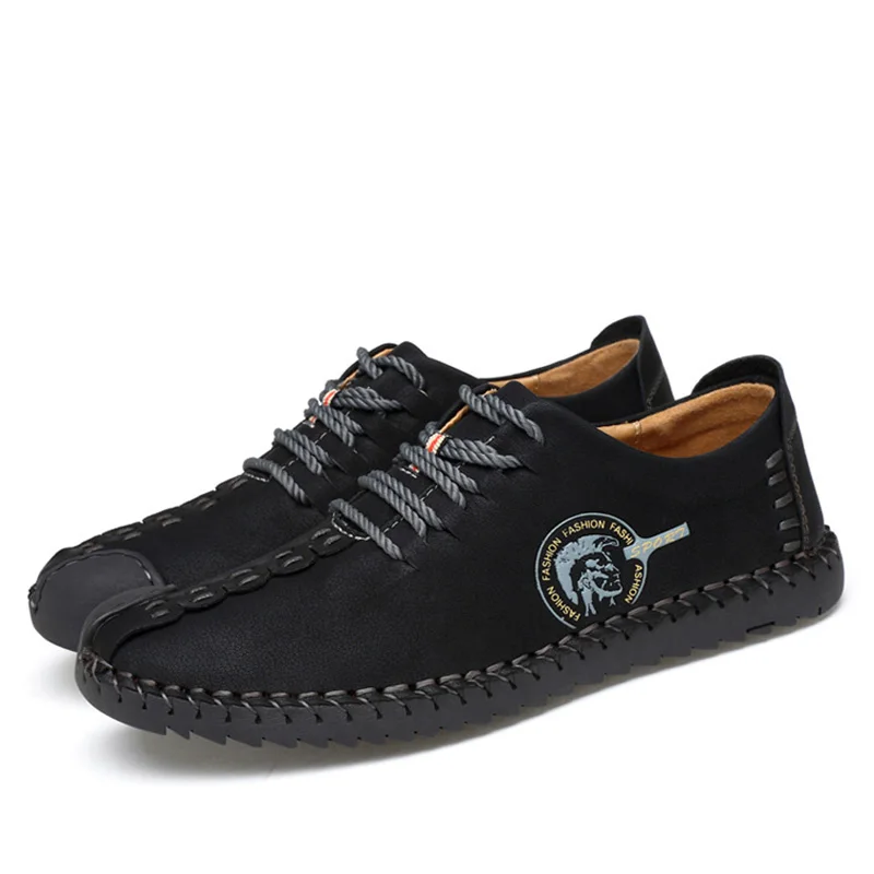 Black Lace up COSIDRAM/Новинка года; мужская повседневная обувь; сезон весна-осень; модная обувь; удобная обувь на плоской подошве; Мужская обувь для вождения; большие размеры; RMC-202 - Цвет: Black Lace up
