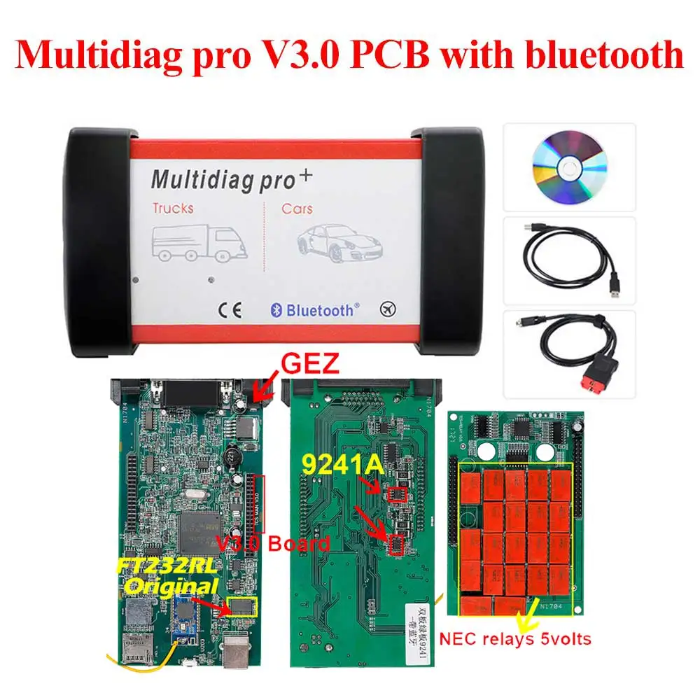 Multidiag pro с OBD2 bluetooth TCS PRO CDP pro Plus R3 keygen код ридер OBDII OBD2 диагностический инструмент для автомобиля/грузовика - Цвет: multidiag v3.0 bt