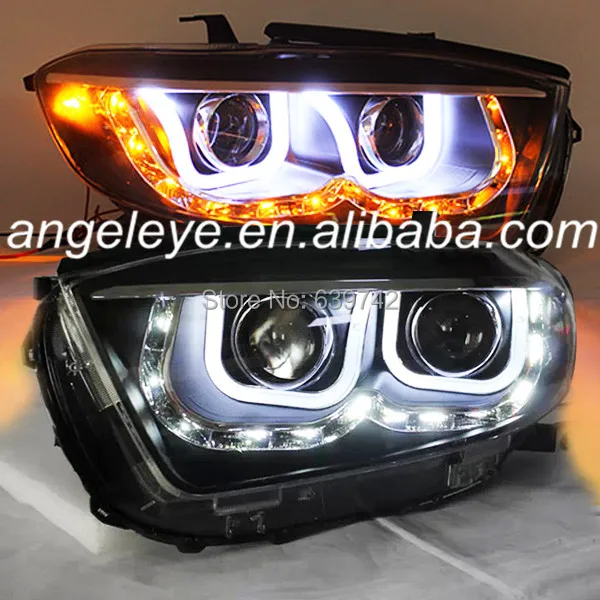 Для TOYOTA Highlander светодиодный ные фары Angel Eyes 2008 до 2011 год U Тип два цвета LD|headlight angel