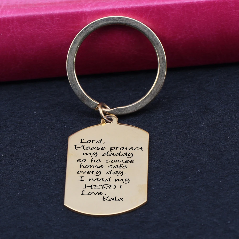 name customized father's day gift key chains Member of family Keyring children Keychain Dog Tag Daddy Gift driver car |