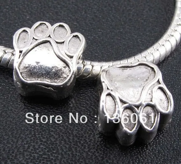

Antique Silvers Animal Dog Paw Prints Spacer Bead Charms For Jewelry Making Findings Bracelets Handmade Accessories 50pcs Z472