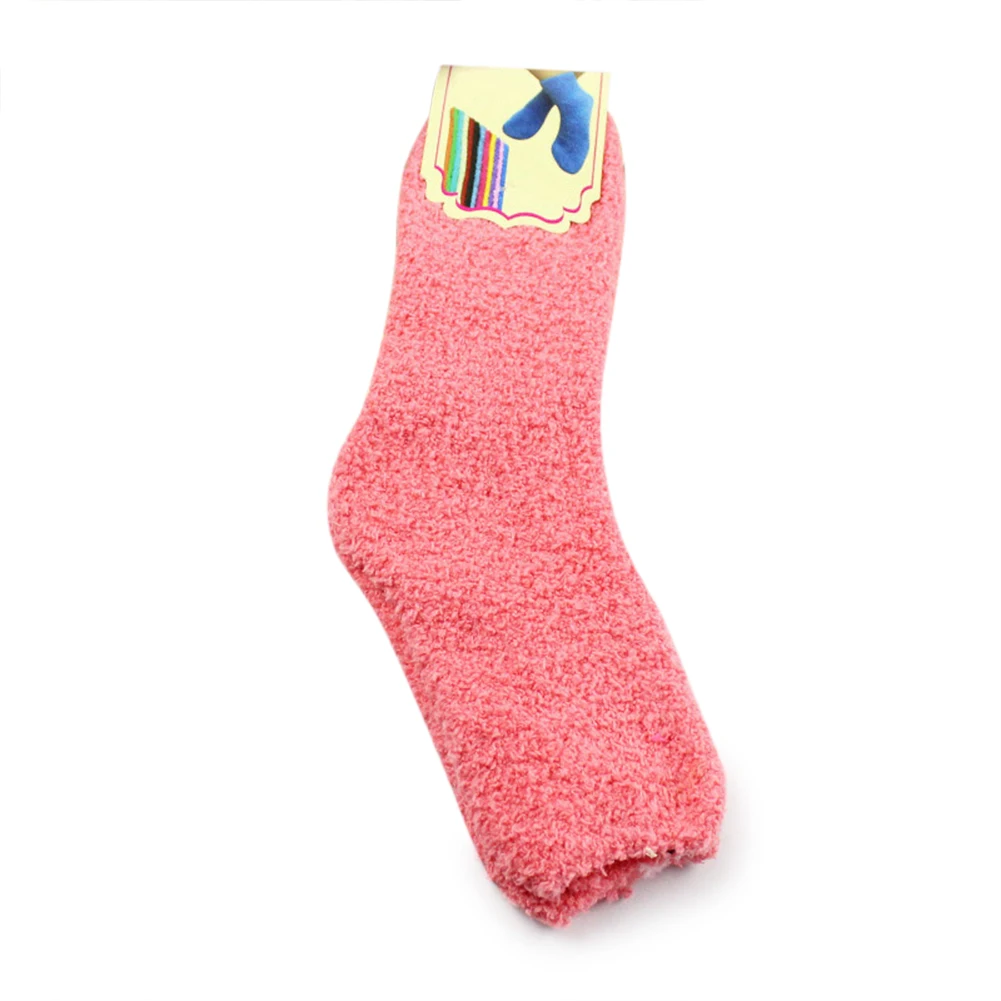 bright pink 1 пара; милые мягкие толстые теплые носки-тапочки ярких цветов; носки-тапочки; пушистые Чулочные изделия; GDD99 - Цвет: bright pink
