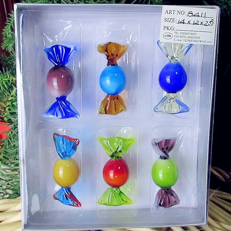 6 шт на заказ Антикварные ручные муранские стеклянные конфеты скульптура