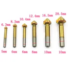 Сверло из быстрорежущей стали с титановым покрытием, зенкер с 3 канавками, 90 градусов, подходит для твердости 25HRC, 6 шт.