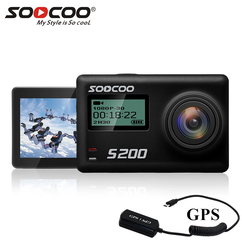 Soocoo S200 Экшн-камера 4k Спорт с чехол gps микрофон Пульт дистанционного управления Сенсорный экран экшн-камера крепление для экшн-камеры