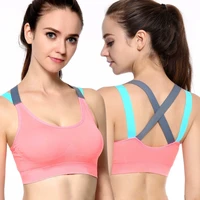 women push up sports bra top for fitness yoga sexy backless cross strap womens gym running padded tank athletic vest underwear
