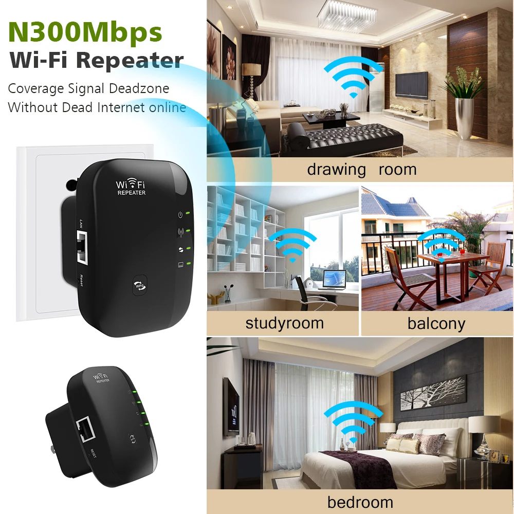 Wireless WiFi Repeater Wi-fi Range Extender 300Mbps Signal Amplifier 802.11N/B/G Booster Repetidor Wi fi Reapeter Access Point |