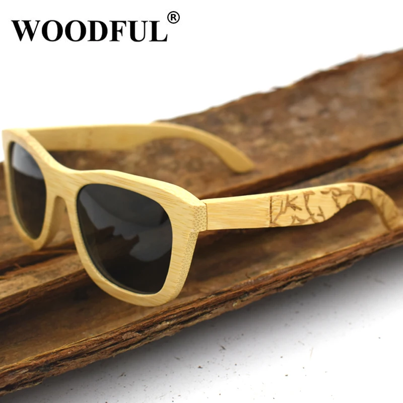 Woodful Sunglasses Polarized UV400 Protection Men Print Design Eyewear Womens Ladies Engraving Bamboo Temple Sun Glasses | Аксессуары