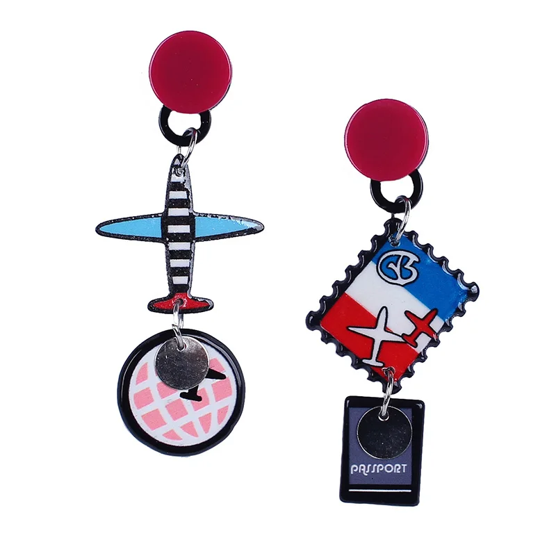 Korean Fashion Creative Earrings Plastic Resin Cute Love Burger Plane Cube Multiple Style Drop Simple Wild Jewelry | Украшения и