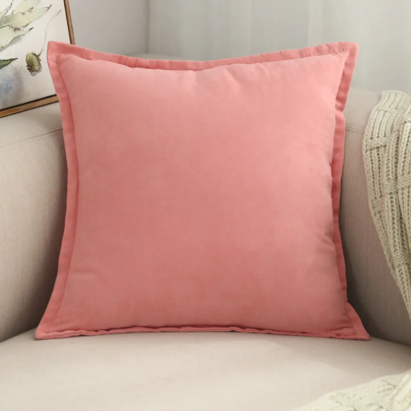 pink Однотонный замшевый чехол для подушки, синий, зеленый, серый, оранжевый, розовый, декоративная наволочка для подушки, пиломатериал, чехол для подушки 45X45 см/30x50 см/60x60 см - Цвет: pink