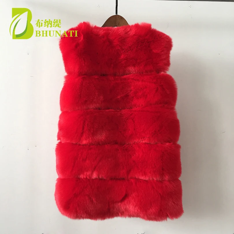 BHUNATI 2018 зимний женский жилет из искусственного меха черное красное пальто без