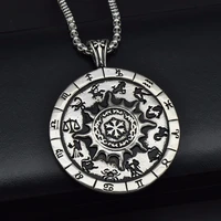 316l stainless steel zodiac amulet 12 constellations pendants necklaces for men woman lucky jewelry