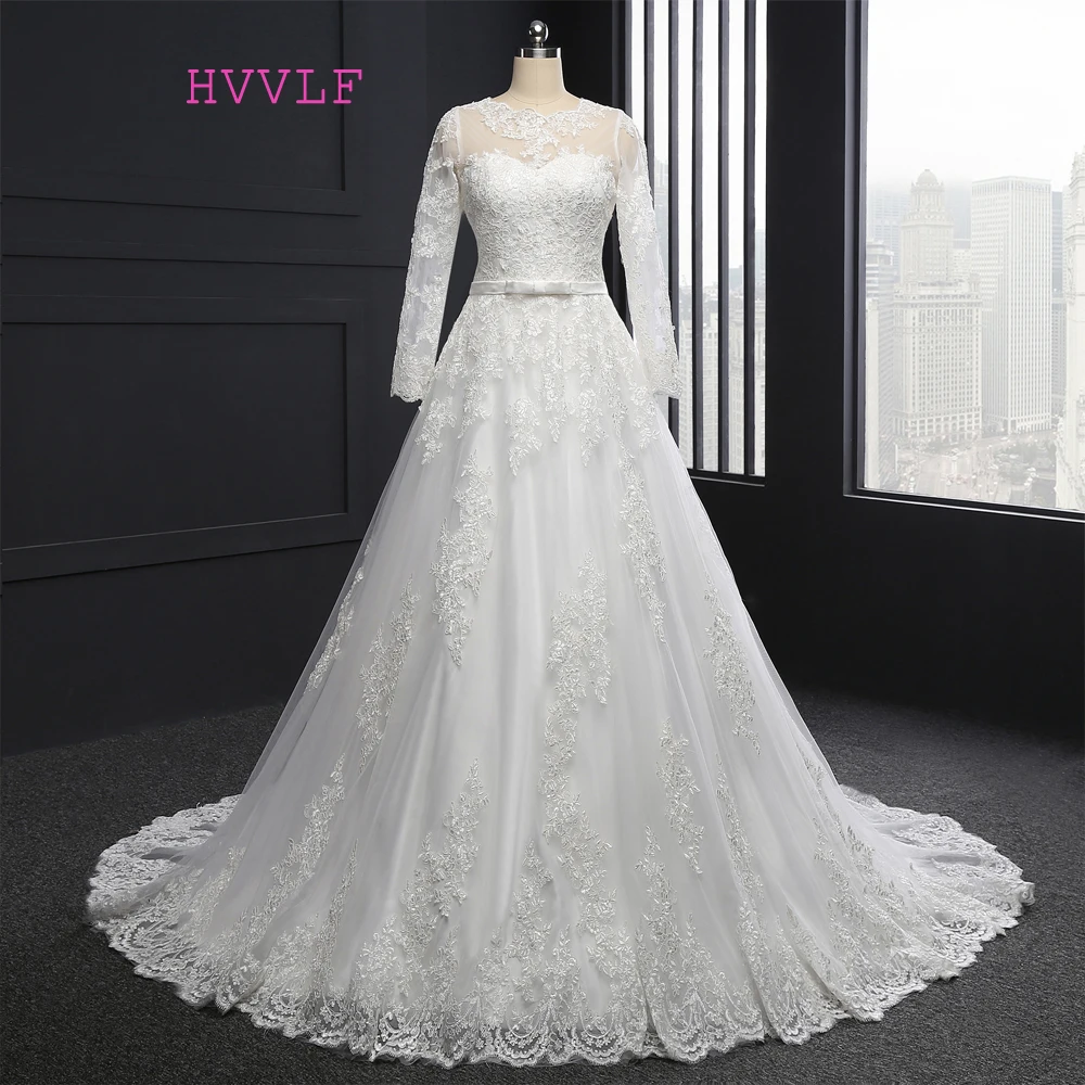 Новое Vestido De Noiva мусульманское свадебное платье трапециевидной формы с длинным рукавом с аппликацией кружевное Винтаж свадебное платье свадебные платья
