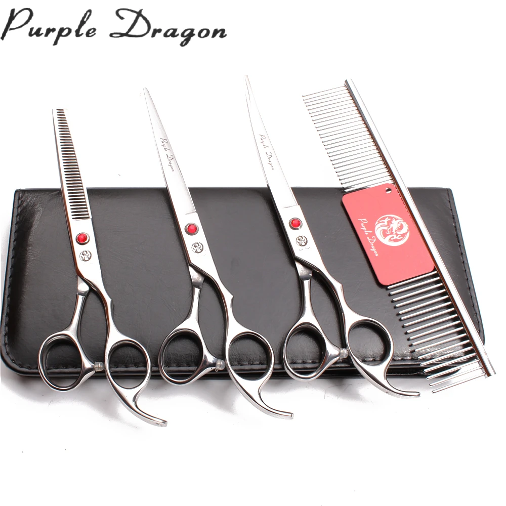 7 &quotиз нержавеющей стали с фиолетовым драконом блестящая расческа ножницы для