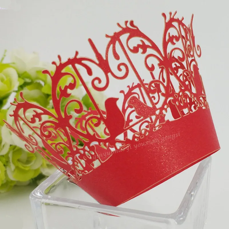 100 шт./лот сделай сам лоток для торта с лазерной гравировкой и вырезанными птицами