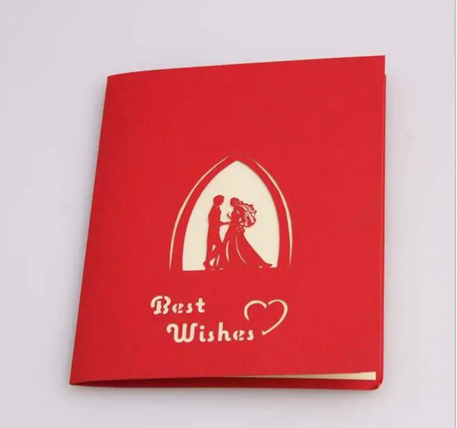 

10pcs Hollow Groom Bride Sweet Wedding Kirigami Origami 3D Pop UP Greeting Cards Invitation Postcard For Wedding Party Gift