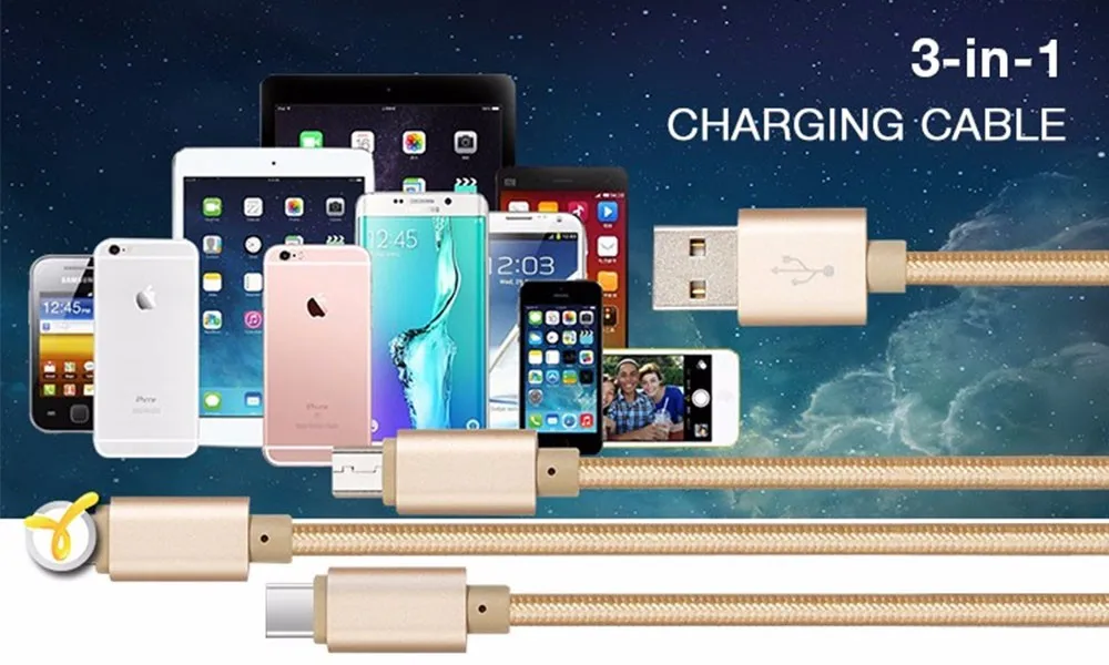 Высокое Количество Тип c Кабель для Передачи Данных 3 в 1 Заряжателя sync Samsung Для
