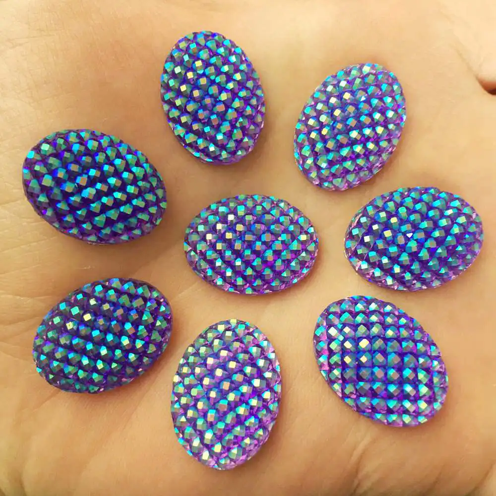 

DIY 40PCS 13*18mm AB Resin Oval MINI Particles Flatback Rhinestone Wedding Craft DIY resin ornaments PR29