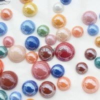 1000pcs 6mm 12mm mixed sizes and mixed colors plated pearlized ab finish half round ceramic cabochons sampler set