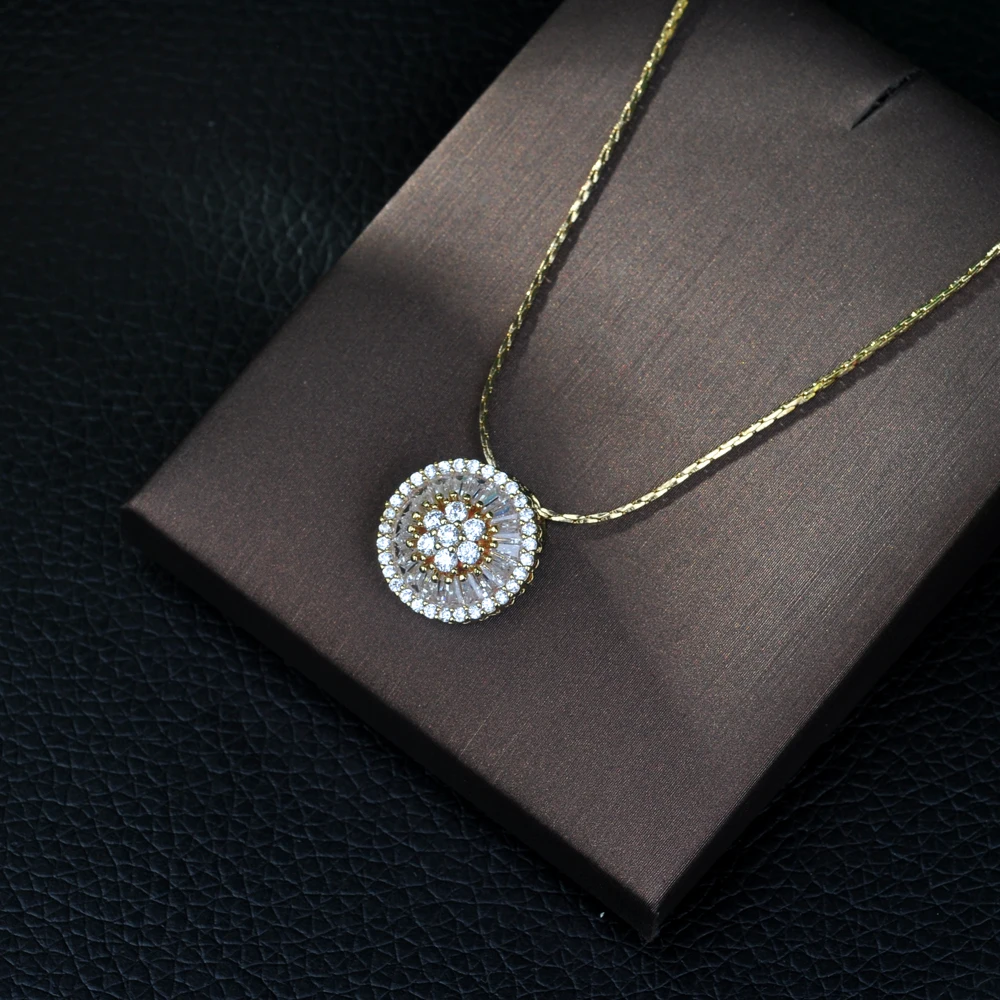 HIBRIDE классическое круглое ожерелье с кулоном из циркония микропаве для женщин