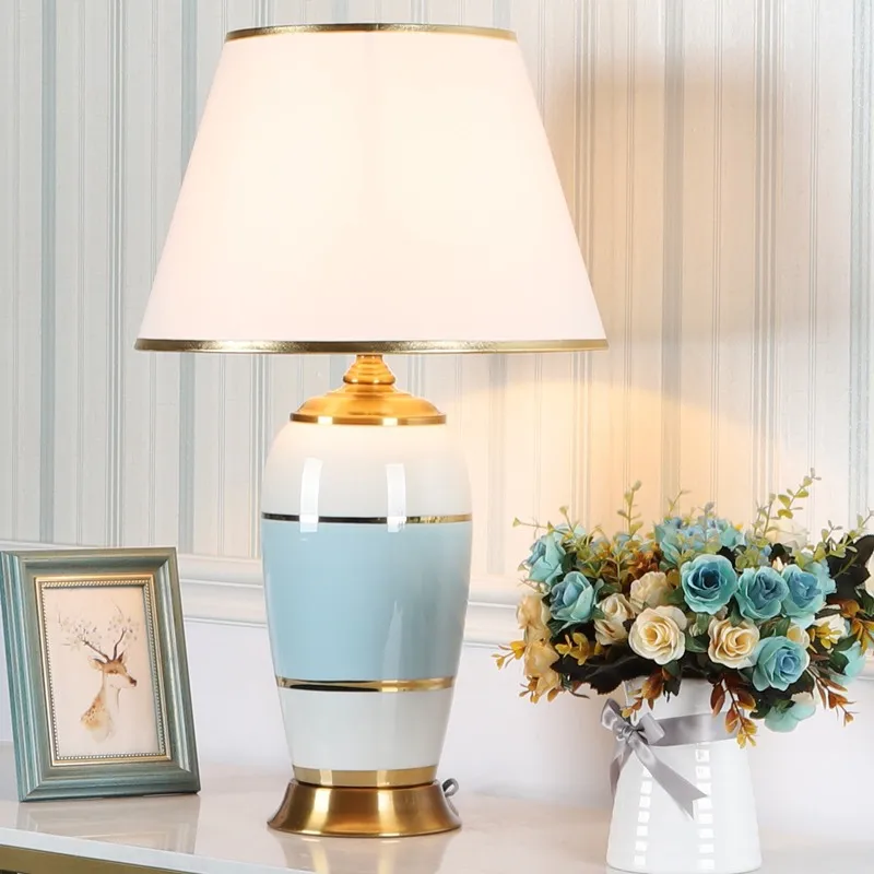 Европейские роскошные высококачественные настольные лампы белая ткань абажур