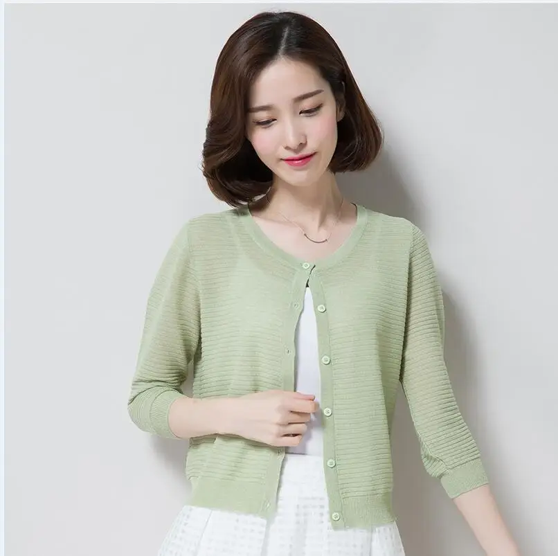 Женское льняное трикотажное пальто повседневный тонкий ажурный кардиган в