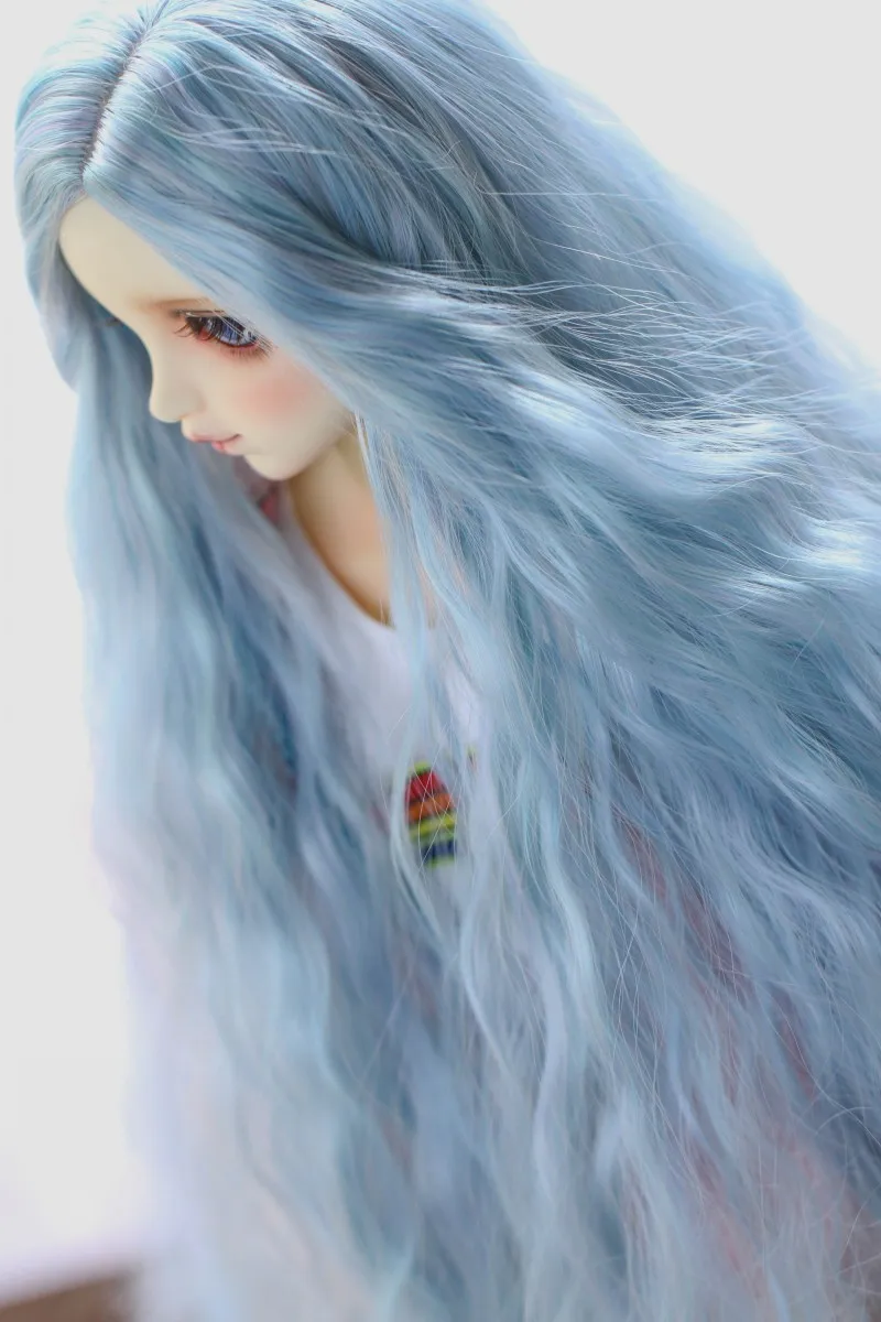 BJD кукла волосы парики высокотемпературный провод длинные вьющиеся синие для 1/6