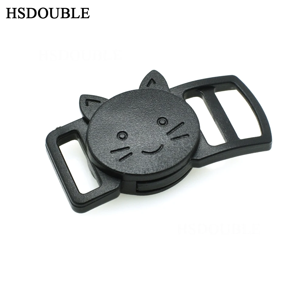 

100pcs/pack 3/8"(10mm) Plastic Curved Cat-Head Safty Breakaway Buckle Black Cat Collar Paracord Webbing Apparel Accessories