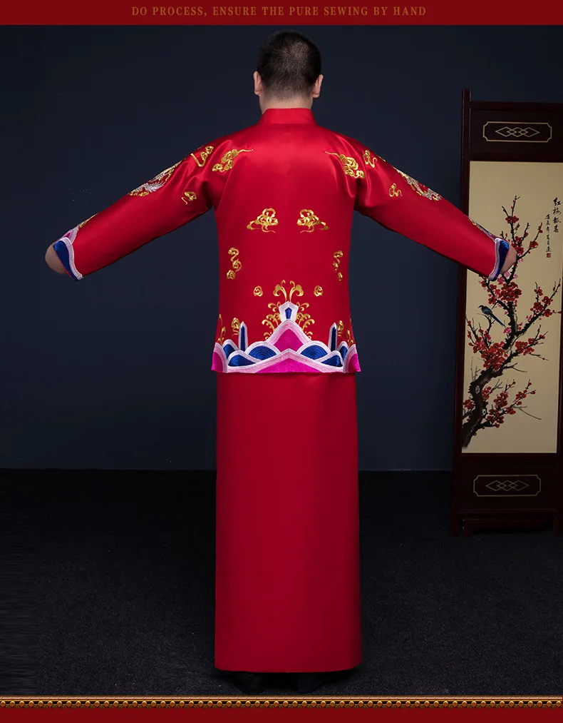 Chinese Traditional Dress Qipao Embroidery Dragon Phoenix Bride Wedding Modern Cheongsam Oriental Dresses Women And Men | Тематическая