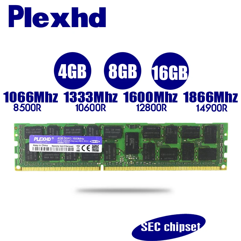 PLEXHD 16 ГБ, 8 ГБ, 4 ГБ, 4 ГБ, 8 ГБ, 16 ГБ, DDR3, PC3, 1866 МГц, 1600 МГц, 1333 МГц, 14900, 12800, 10600 R, 1333 МГц, серверный ПК, память, оперативная память, модуль памяти